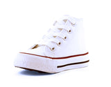 James Kids High Top Lace Faux Leather Trainers White School Shoes