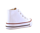 James Kids High Top Lace Faux Leather Trainers White School Shoes