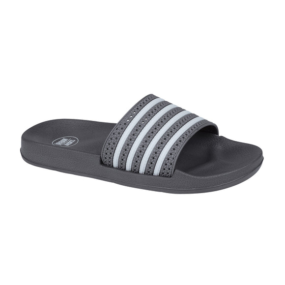 Keele Urban Jacks Mens Contrast Stripe Sports Flip Flops Sliders Slides Grey