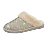 Tiggi Ladies Star Print Fleece Lined Mule Slippers Light Grey