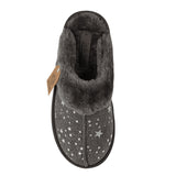 Tiggi Ladies Star Print Fleece Lined Mule Slippers Dark Grey