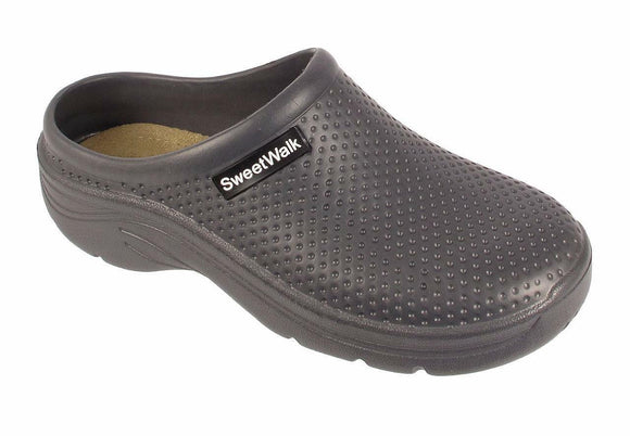 Sweet Walk Ladies Slip On Garden Clogs Sandals Grey