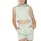 Marina Girls Zip Crop Top Summer Short Tracksuit Set Sage Green