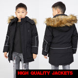 Boys Kids School Coat Puffer Hooded Fur Lined Winter Outwear Fleece Parka Jacket