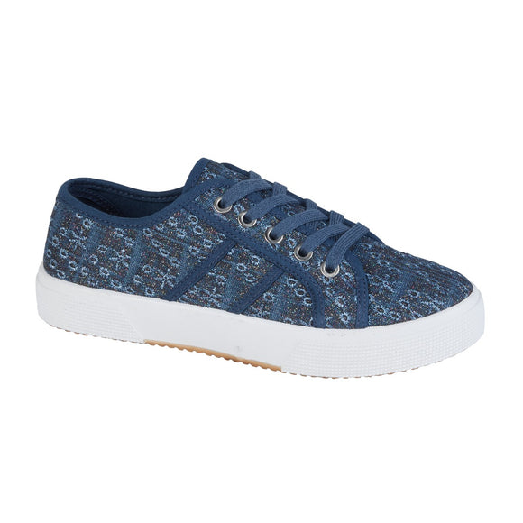 Palm Spring Ladies Canvas Trainers Navy Blue