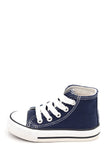 Zya Ladies High Top Canvas Lace Up Trainers Navy Blue