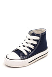 James Kids High Top Lace Canvas Trainers Navy Blue