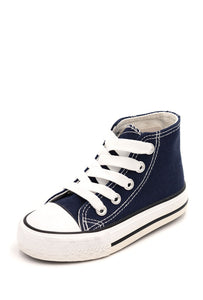 Zya Ladies High Top Canvas Lace Up Trainers Navy Blue