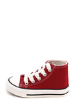 James Kids High Top Lace Canvas Trainers Red