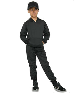 Edgar Boys Pull Over Plain Hooded Tracksuit Black