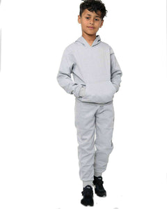 Edgar Boys Pull Over Plain Hooded Tracksuit Grey