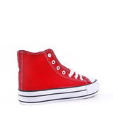 Zya Ladies High Top Canvas Lace Up Trainers Red