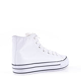 Zya Ladies High Top Canvas Lace Up Trainers White