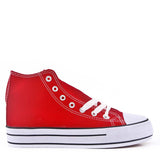 Zya Ladies High Top Canvas Lace Up Trainers Red