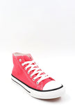 Zya Ladies High Top Canvas Lace Up Trainers Fuchsia