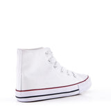 James Kids High Top Lace Up Canvas Trainers White