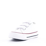 James Kids Triple Strap Low Top Faux Leather Trainers White