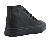 James Kids High Top Lace Faux Leather Trainers Black School Shoes