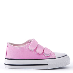 James Kids Triple Strap Canvas Trainers Pink