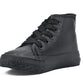 James Kids High Top Lace Faux Leather Trainers Black School Shoes