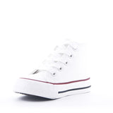 James Kids High Top Lace Faux Leather Trainers White School Shoes