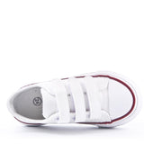 James Kids Triple Strap Low Top Faux Leather Trainers White