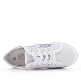 Jazzy Lace Crochet Embroidered Ladies Canvas Trainers White