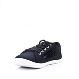 Jazzy Lace Crochet Embroidered Ladies Canvas Trainers Black