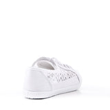 Jazzy Lace Crochet Embroidered Ladies Canvas Trainers White