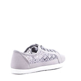 Jazzy Lace Crochet Embroidered Ladies Canvas Trainers Grey