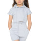 Harmony Girls Hooded Crop Top Kids Plain Summer Short Tracksuit Set Grey